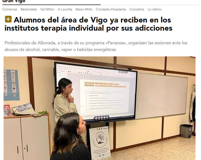 O programa PANACEA, impulsado por Alborada, reforza a prevención das adiccións no Val Miñor